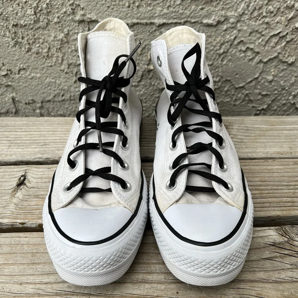 CONVERSE Shoes Women Size 8 CTAS LIFT HI Platform White Canvas Sneakers